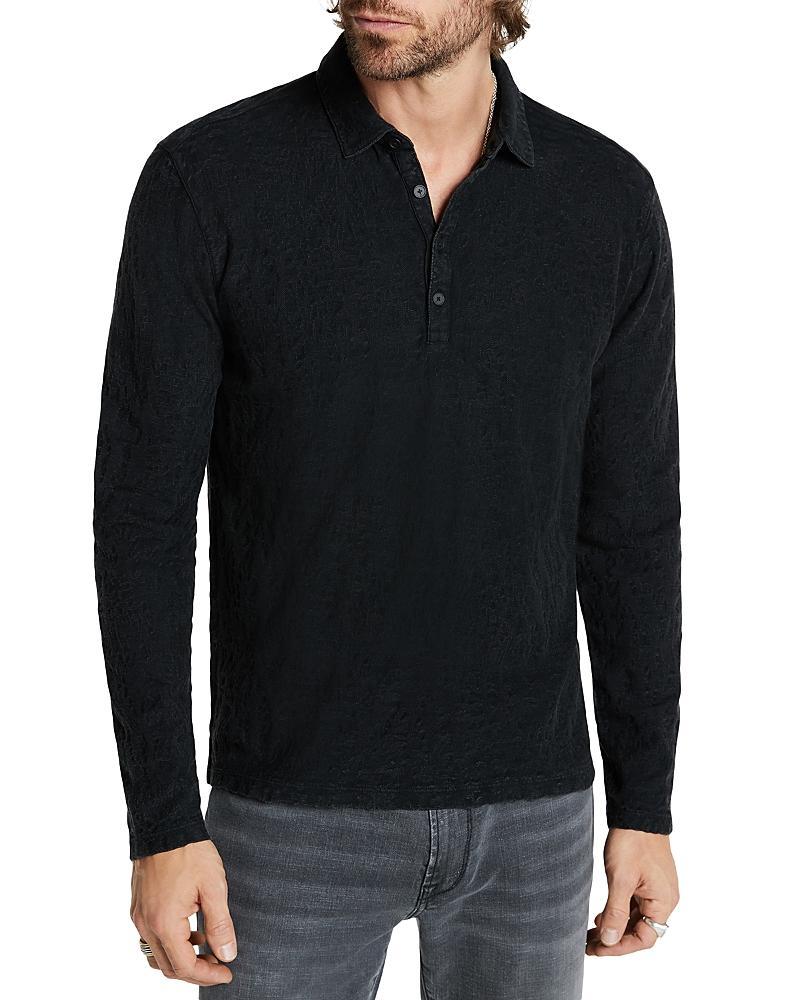 John Varvatos Adam Long Sleeve Polo in Freeform Jacquard K6405Z4 (Iron Grey) Men's Clothing Product Image