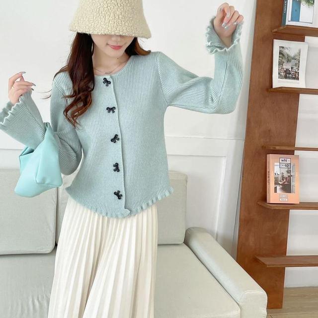 Frill Trim Plain Crop Cardigan Product Image