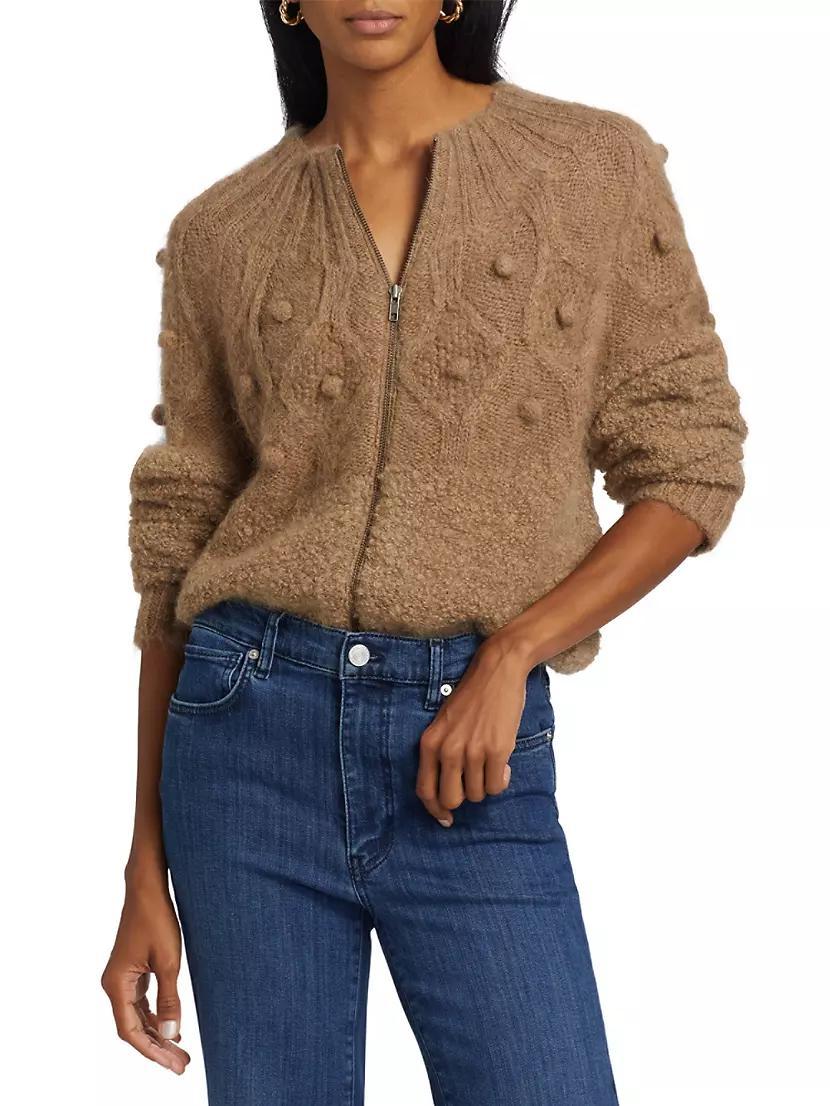 Alpaca-Blend Popcorn Zip Cardigan Product Image