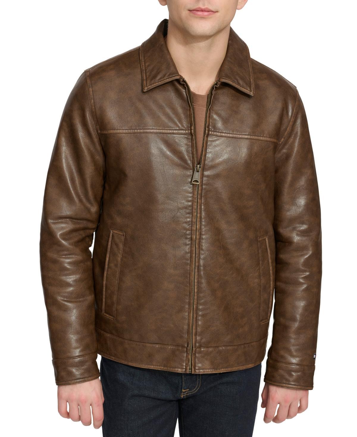 Tommy Hilfiger Mens Faux Leather Laydown Collar Jacket Product Image