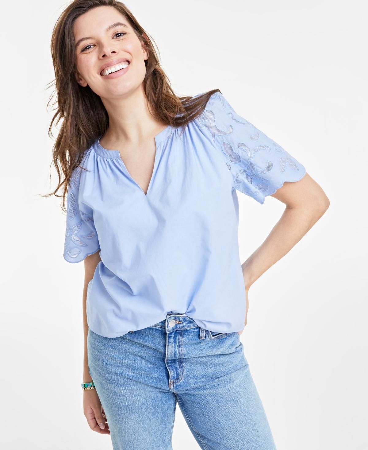 On 34th Womens Cutout Raglan Short-Sleeve Blouse, Created for Macys Product Image