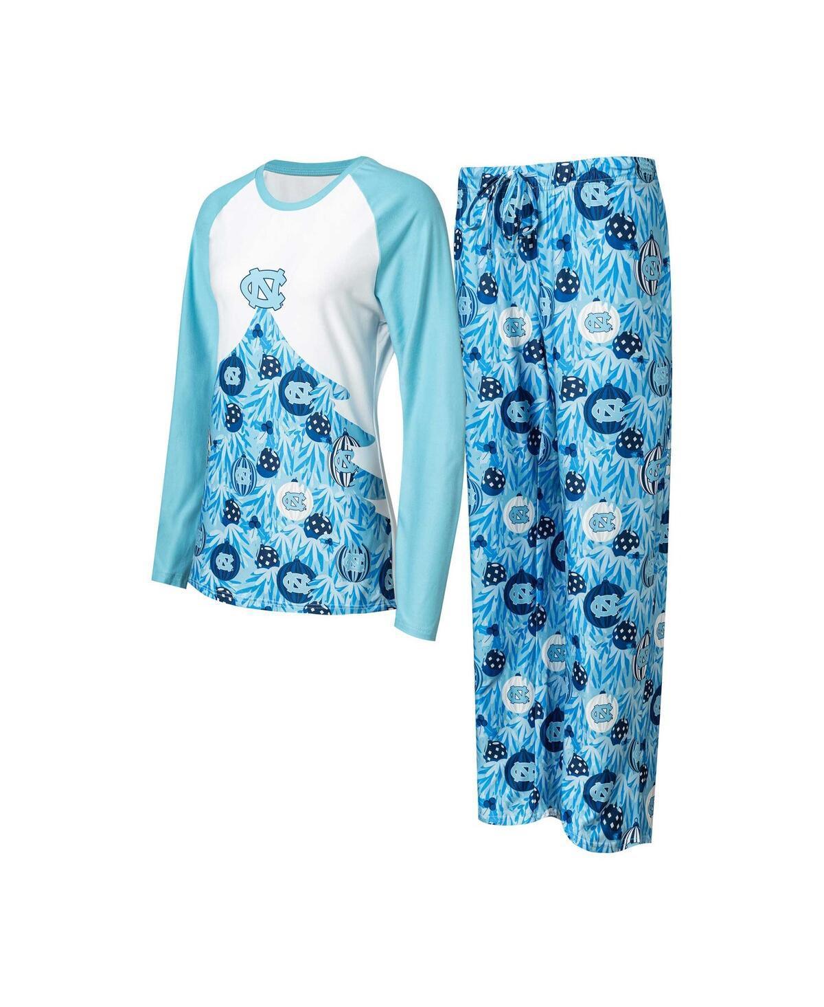 Womens Concepts Sport Carolina Blue North Carolina Tar Heels Tinsel Ugly Sweater Long Sleeve T-Shirt & Pants Sleep Set Product Image