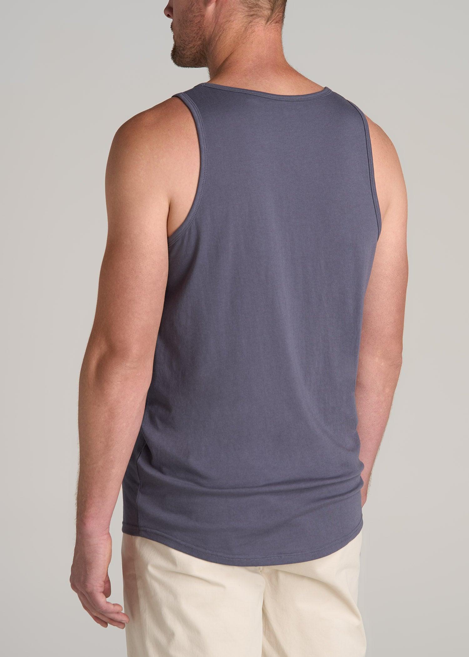 The Essentials: Men's Tall SLIM-FIT Beach Tank Top in Black Product Image