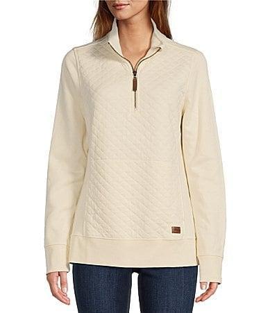 L.L.Bean Quilted Knit Stand Collar Long Sleeve Kangaroo Pocket Quarter Product Image