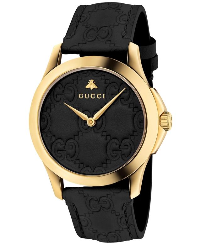 Gucci Men's 38mm Leather Logo Watch - BLACK Product Image