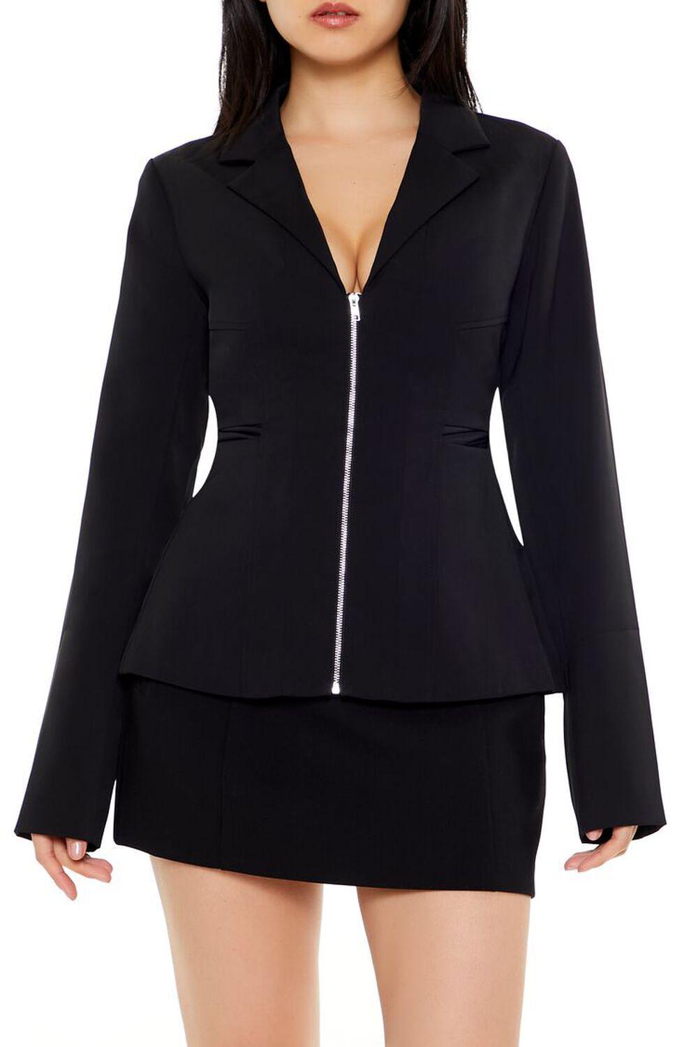 Plunging Zip-Up Peplum Blazer | Forever 21 Product Image