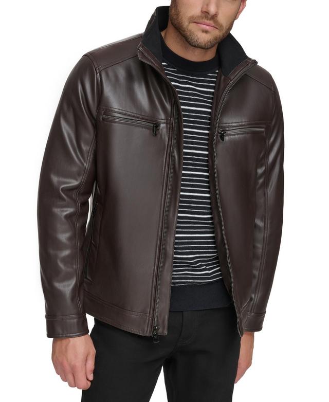 Calvin Klein Mens Faux Leather Moto Jacket, Created for Macys Product Image