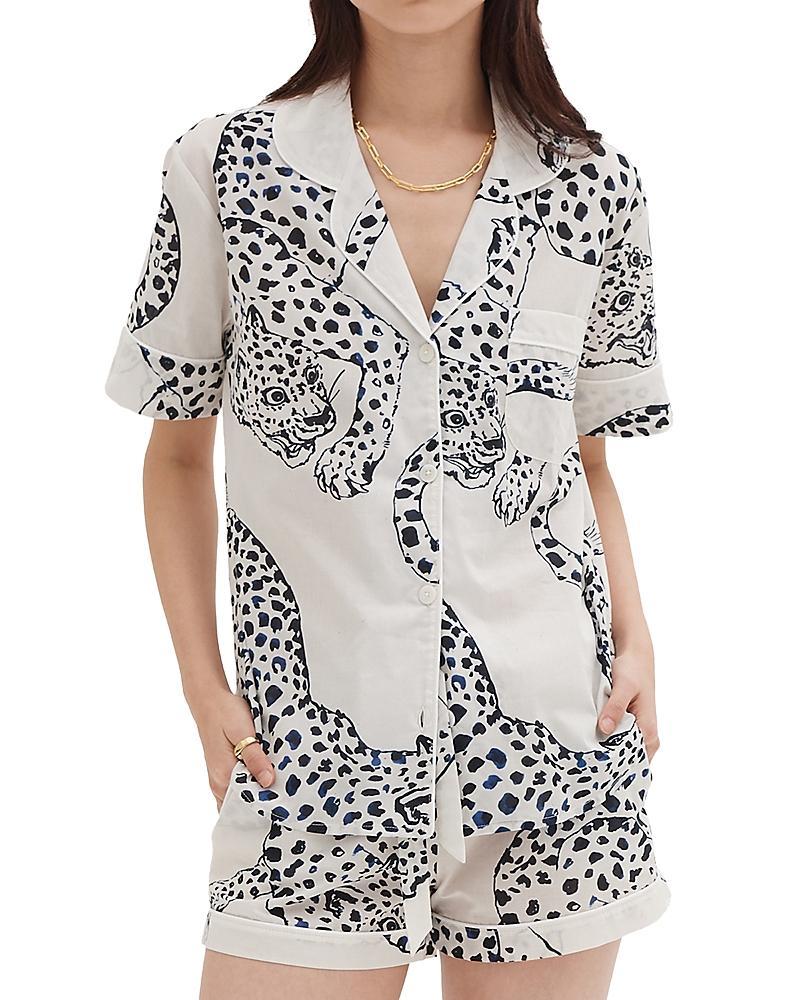 Womens Jaguar Print Cotton Short Pajama Set Product Image