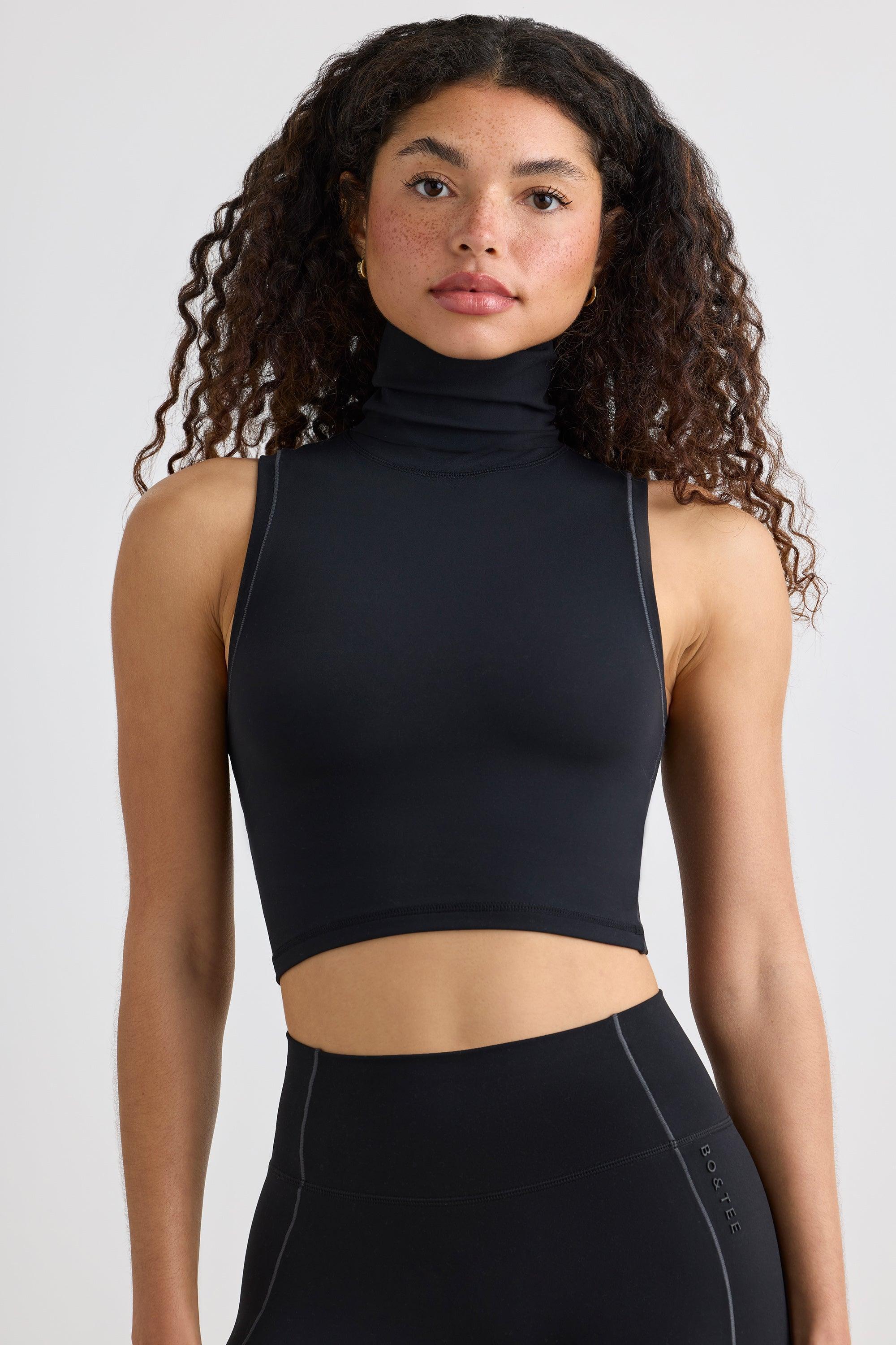 Soft Active Turtleneck Tank Top in Black Female Product Image