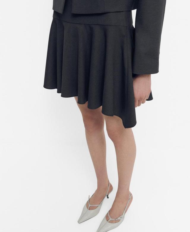 MANGO - Wool mini-skirt with asymmetrical hem greyWomen Product Image