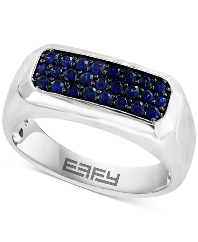 Effy Mens Sapphire Cluster Ring (5/8 ct. t.w.) Sterling Silver Product Image