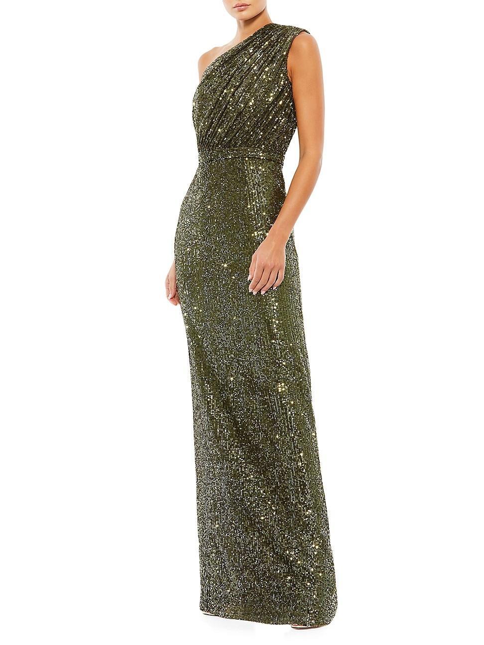 Mac Duggal Sequin One-Shoulder Column Gown Product Image