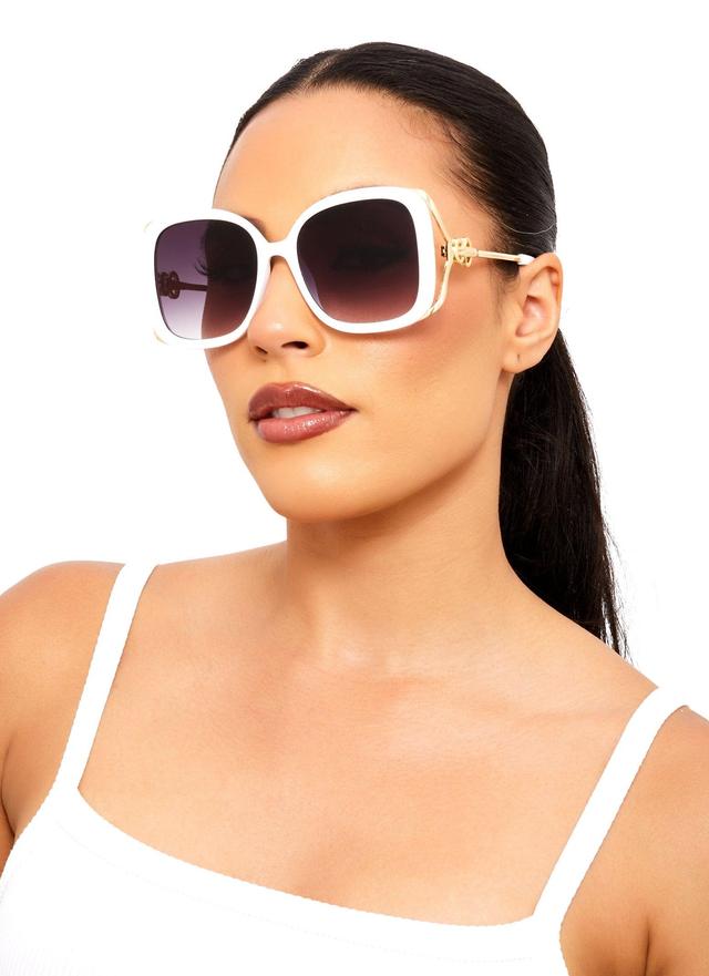 Cut Out Metallic Temple Sunglasses Female Product Image