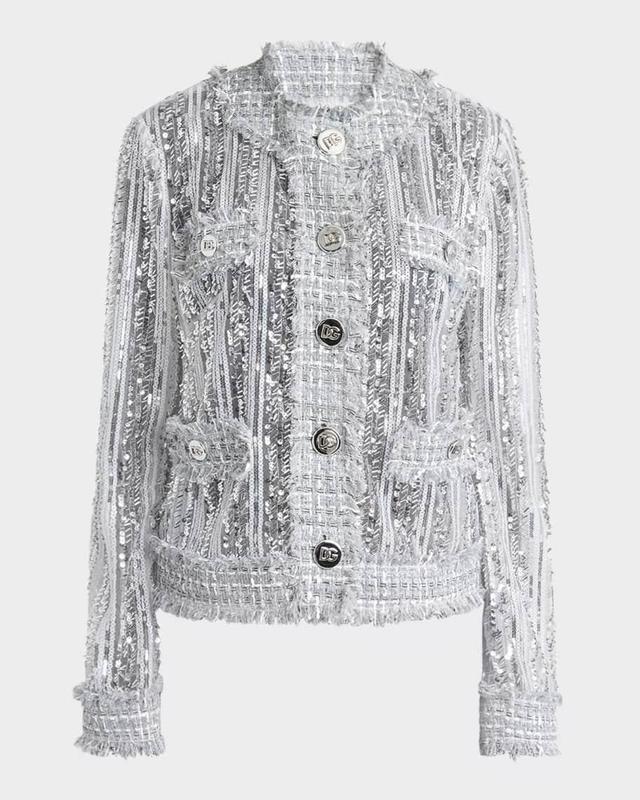 Paillette Embellished Metallic Tweed Jacket Product Image