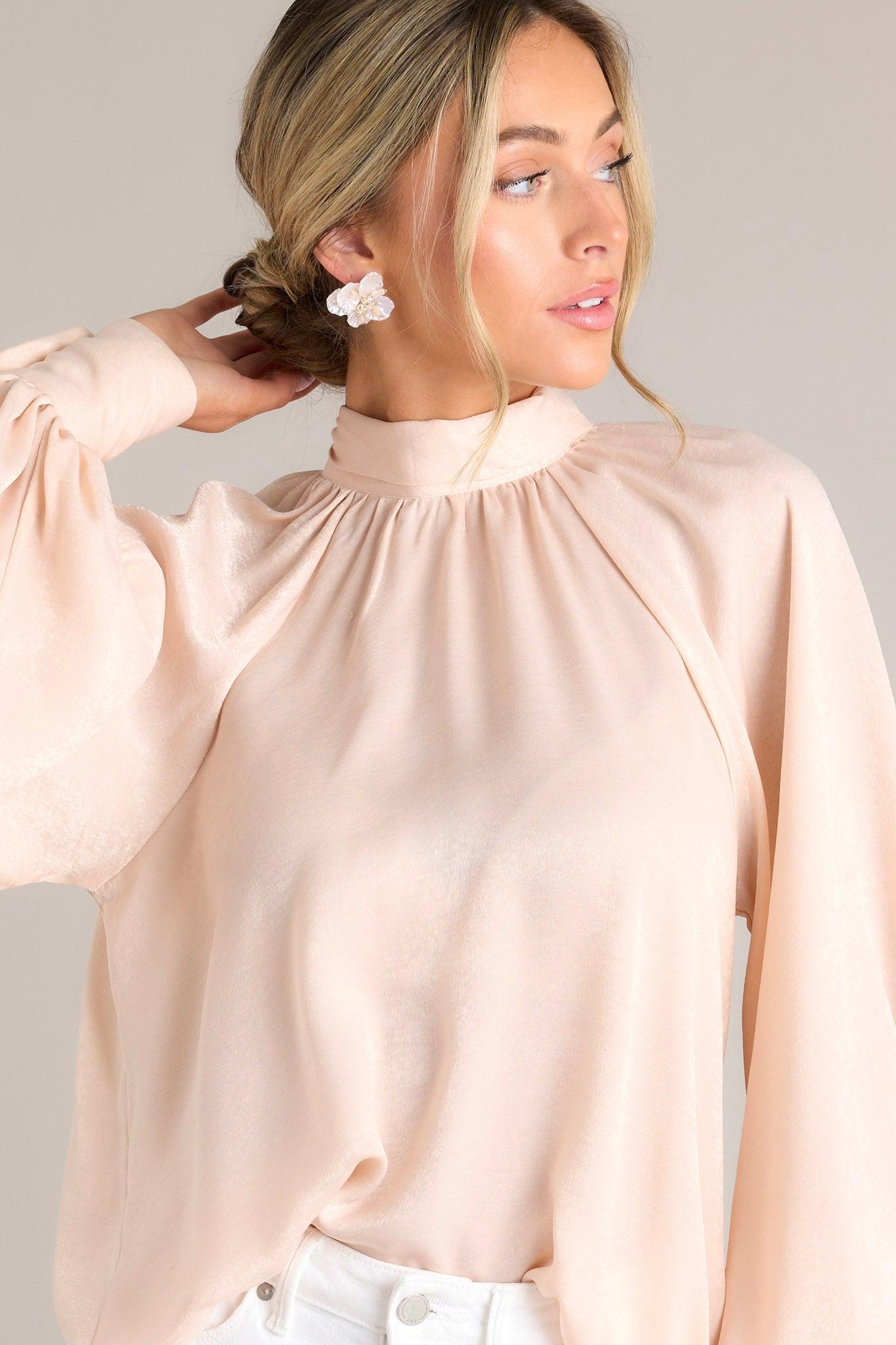 World Class Blush Pink Bow Tie Blouse Product Image