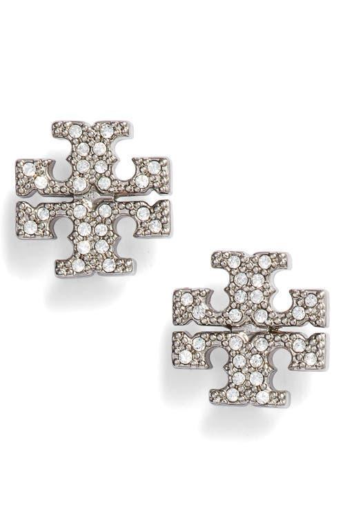 Tory Burch Crystal Logo Stud Earrings Product Image