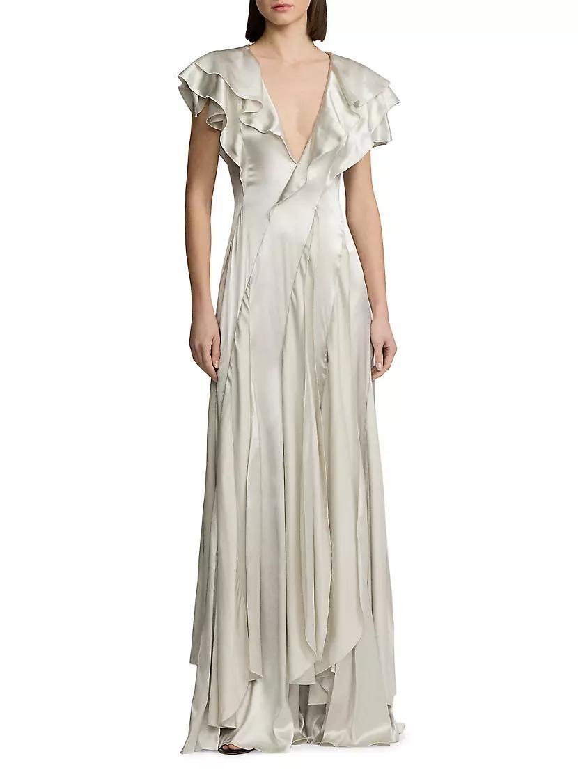 Josef Satin Ruffle Gown Product Image