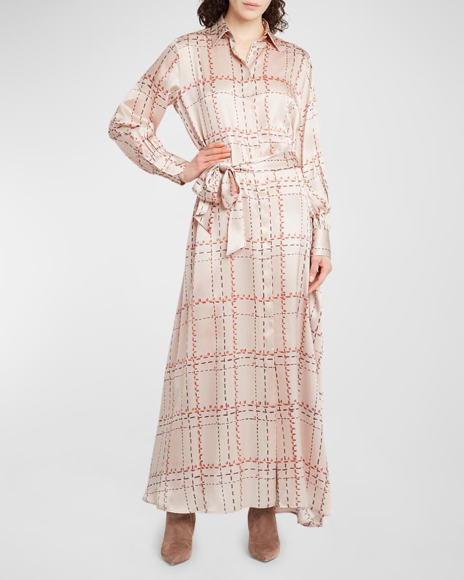 Silk Plaid Maxi Dress  Product Image