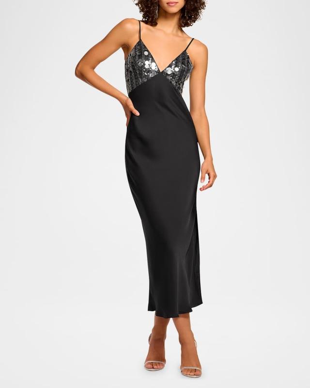 Nadiene Sequined Satin Slip Dress Product Image