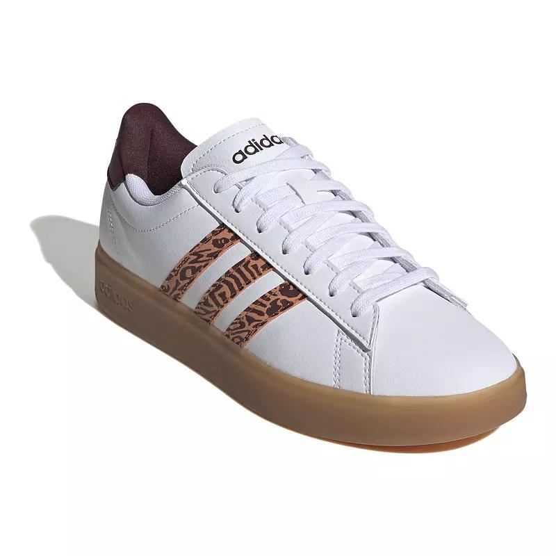 adidas Grand Court Cloudfoam Womens Lifestyle Tennis Shoes White Hazy Brown Product Image