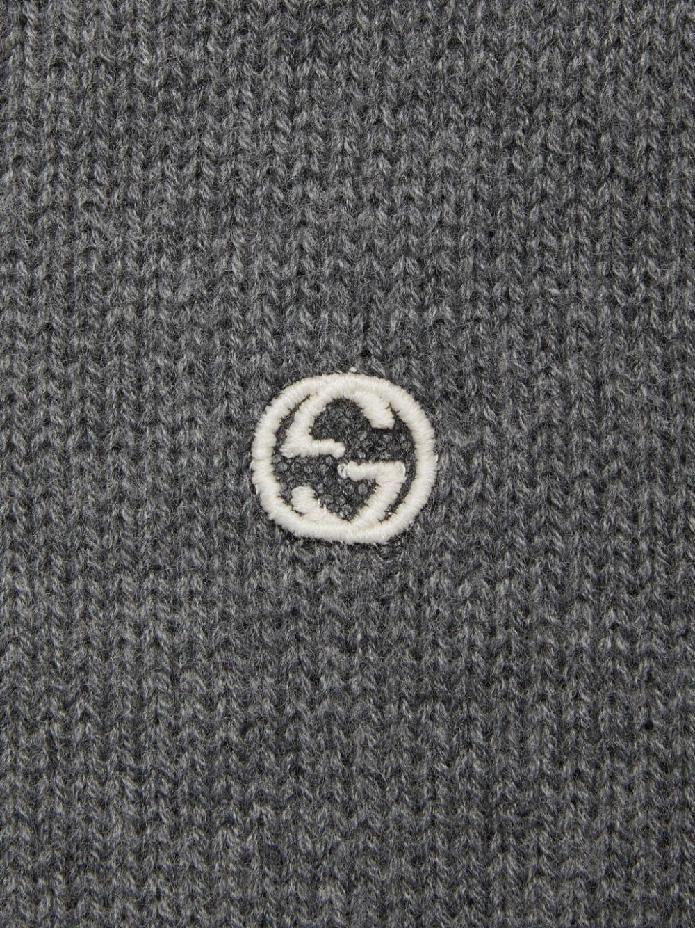 Gg-embroidered Cashmere Jumper In Grey Product Image