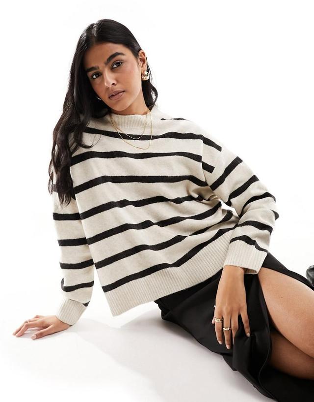 Mango stripe round neck sweater Product Image