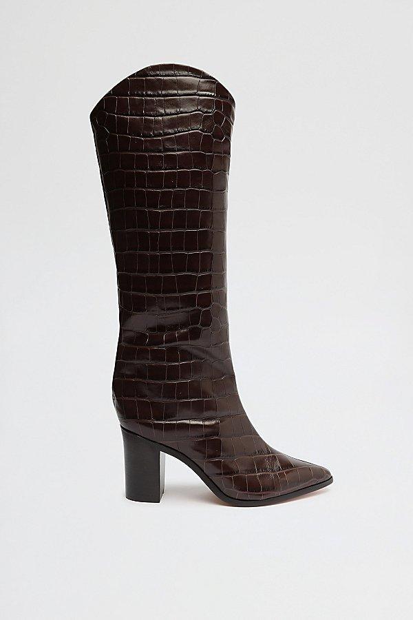 Womens Analeah 85MM Croc-Embossed Leather Boots Product Image