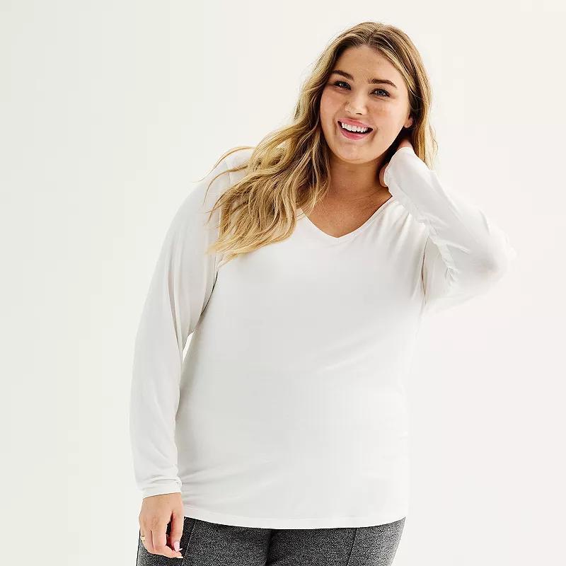 Womens Nine West V-Neck Long Sleeve Tee Product Image