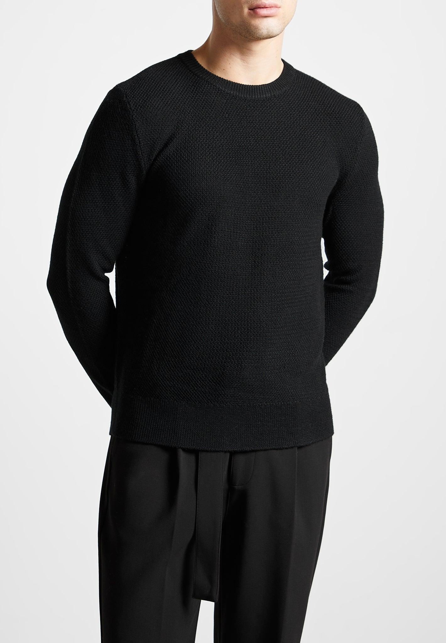 Éternel Textured Wool Blend Jumper - Black Male Product Image