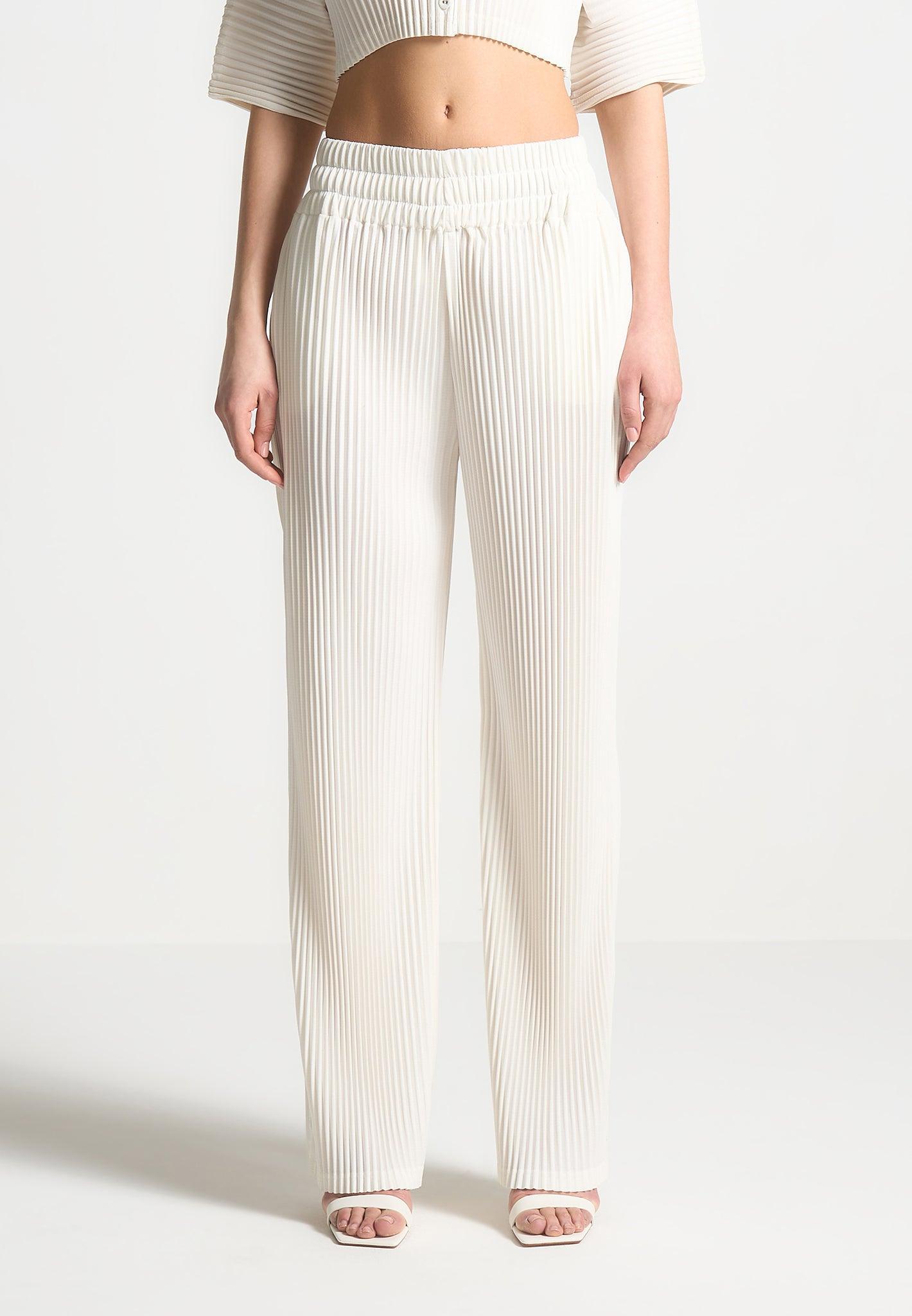 Pleated Trousers - Off White Female Product Image