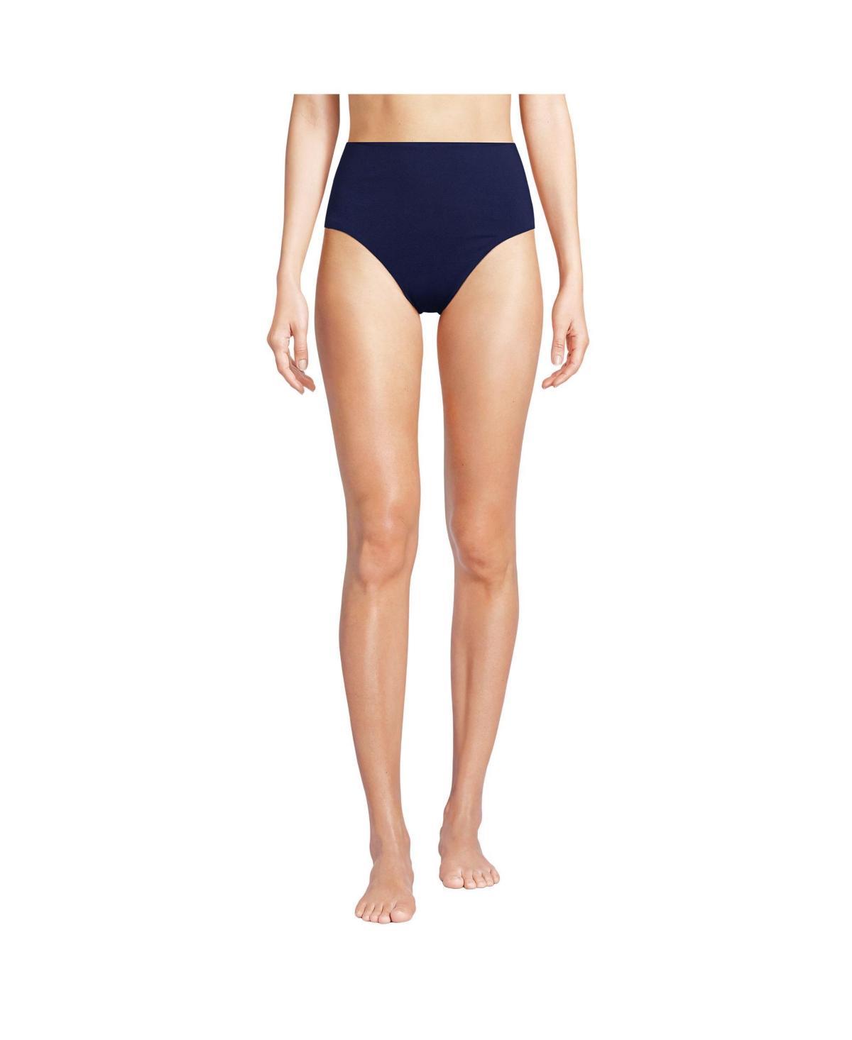 Lands End Womens Chlorine Resistant Smoothing Control High Waisted Bikini Bottoms Product Image