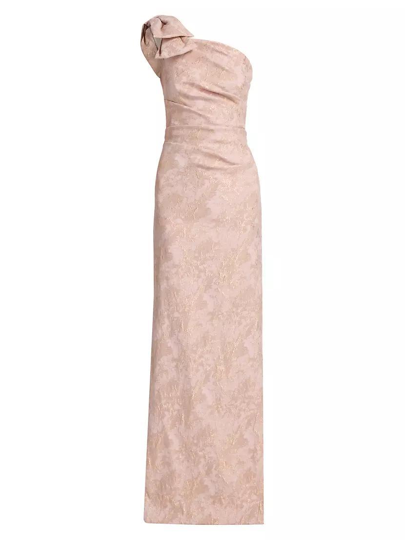 Metallic Jacquard One-Shoulder Column Gown Product Image