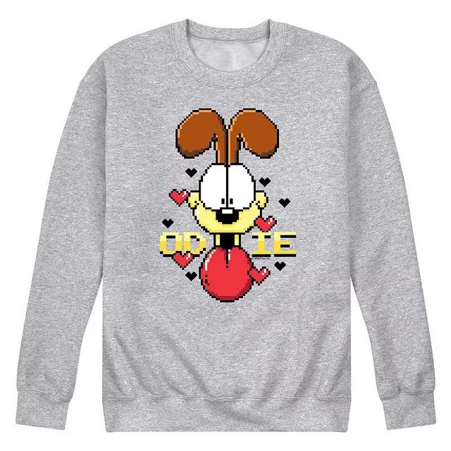 Mens Garfield Pixel Odie Fleece Sweatshirt Grey Gray Product Image