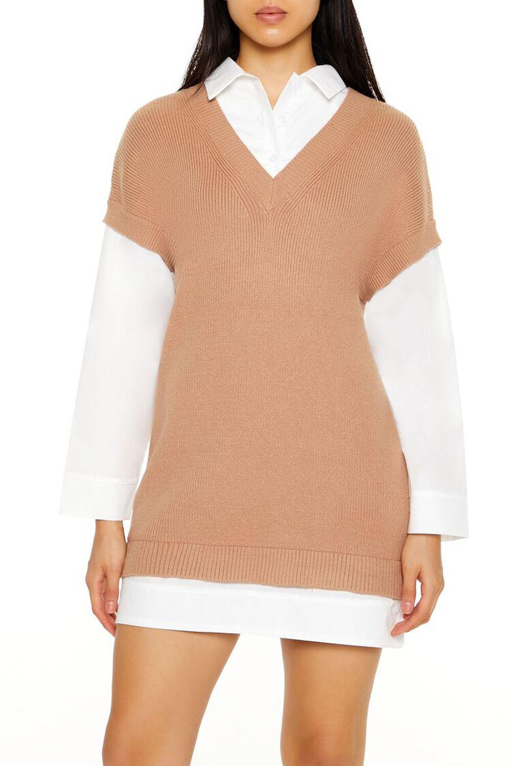 Sweater Vest & Shirt Combo Dress | Forever 21 Product Image