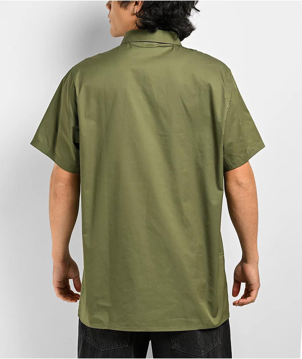 Broken Promises Grim Love Green Short Sleeve Button Up Shirt Product Image