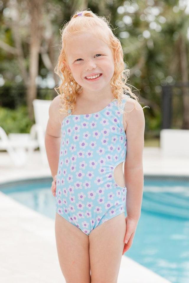 Kid's Cool Waters in Ditzy Daisy Side Cutout One Piece Swimsuit Product Image