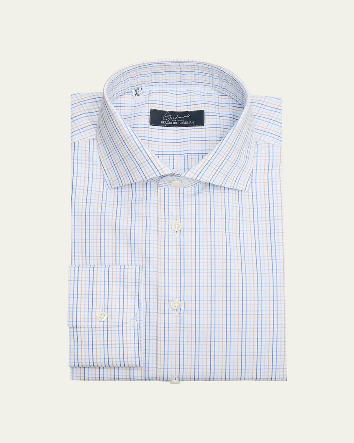 Mens Cotton Graph Check Dress Shirt Product Image