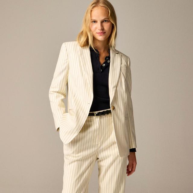 Collection classic blazer in ivory pinstripe Italian wool blend Product Image