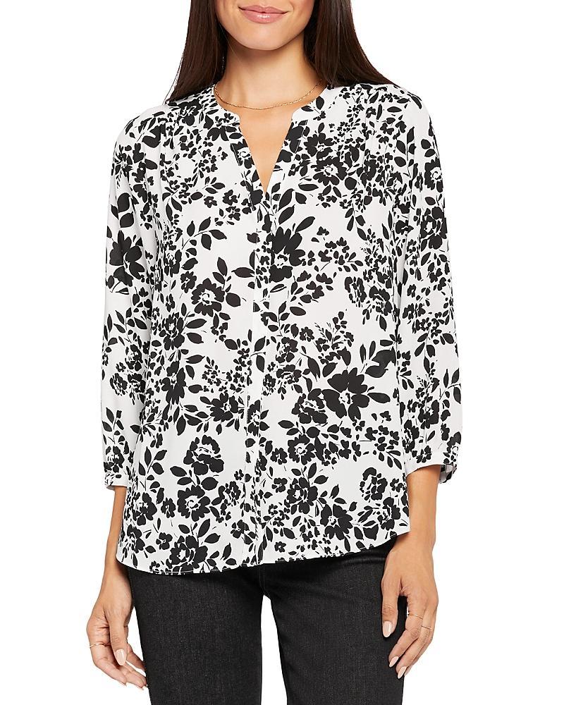 Nydj Three Quarter Sleeve Printed Pintucked Back Blouse Product Image