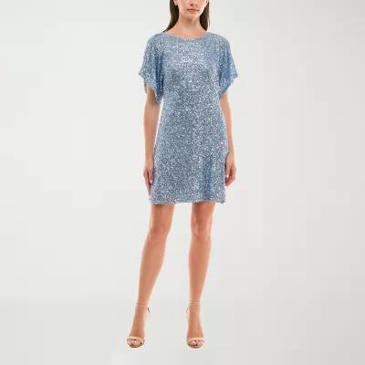 Premier Amour Womens Short Sleeve Sequin Sheath Dress Product Image