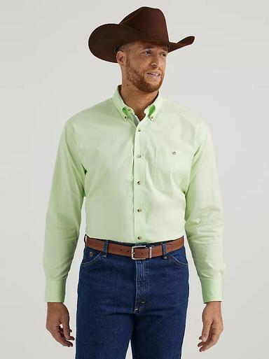 Wrangler® George Strait™ Men's L/S Solid Lime Buttondown Shirt Product Image