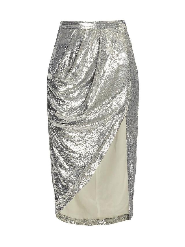 Womens Lover Sequined Silk Crpe De Chine Midi-Skirt Product Image