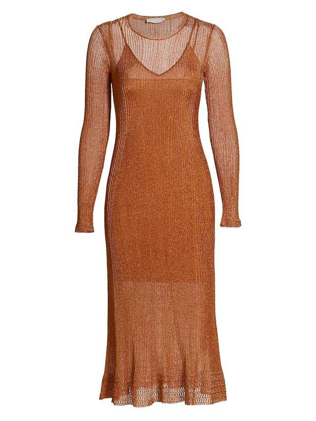 Womens Simone Metallic Knit Midi-Dress Product Image