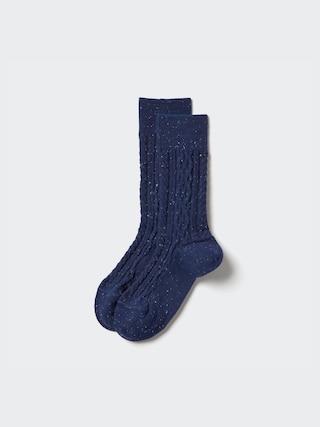 Mens Color Nep Cable Socks Navy US8-US11 UNIQLO US Product Image