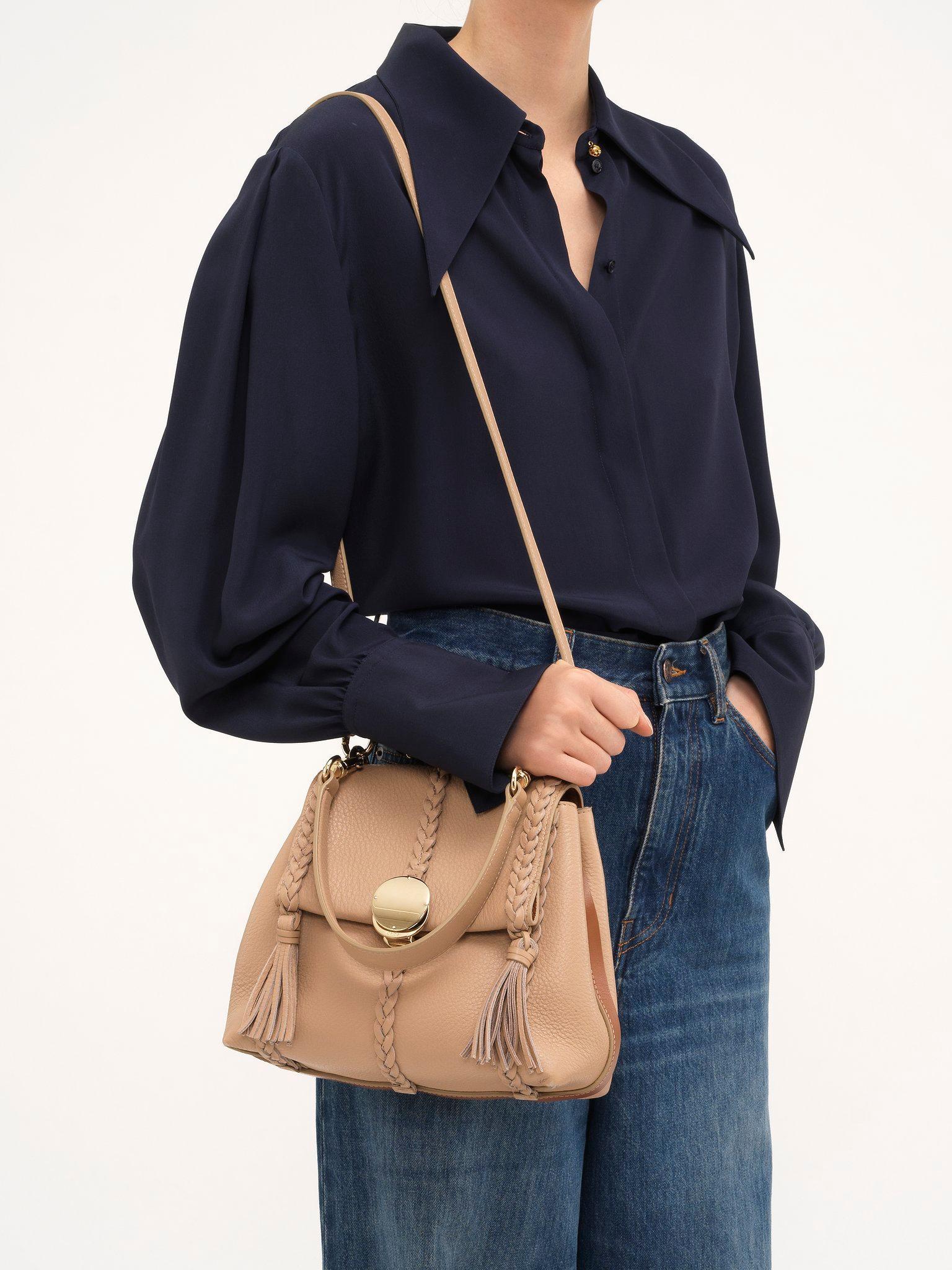 Small Penelope soft shoulder bag in grained leather Product Image