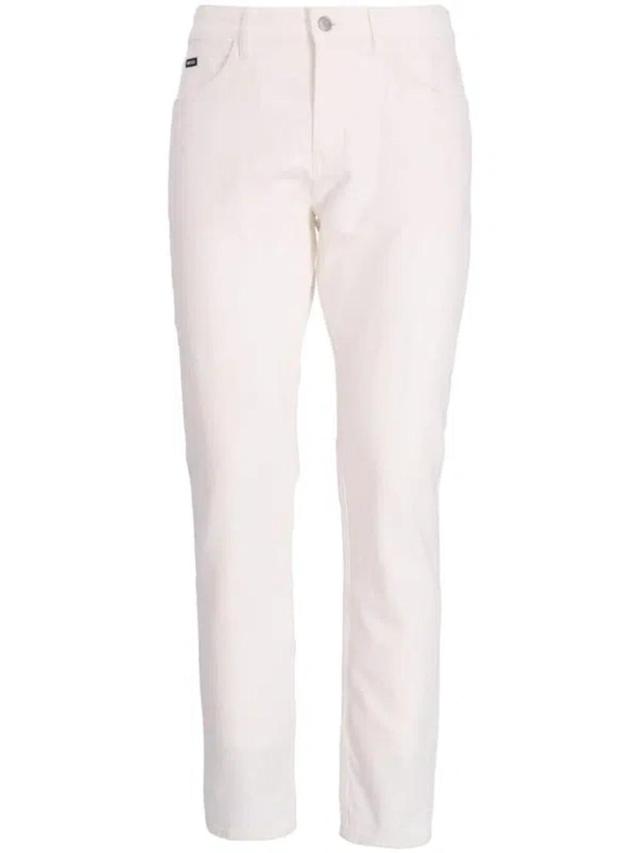 Straight-leg Cotton Trousers In White Product Image