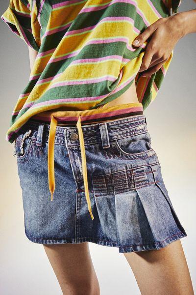 Jaded London Side-Pleated Denim Mini Skirt Womens at Urban Outfitters Product Image