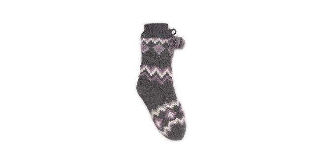 Womens MUK LUKS Cable Knit Cabin Socks Dark Gray Grey Product Image