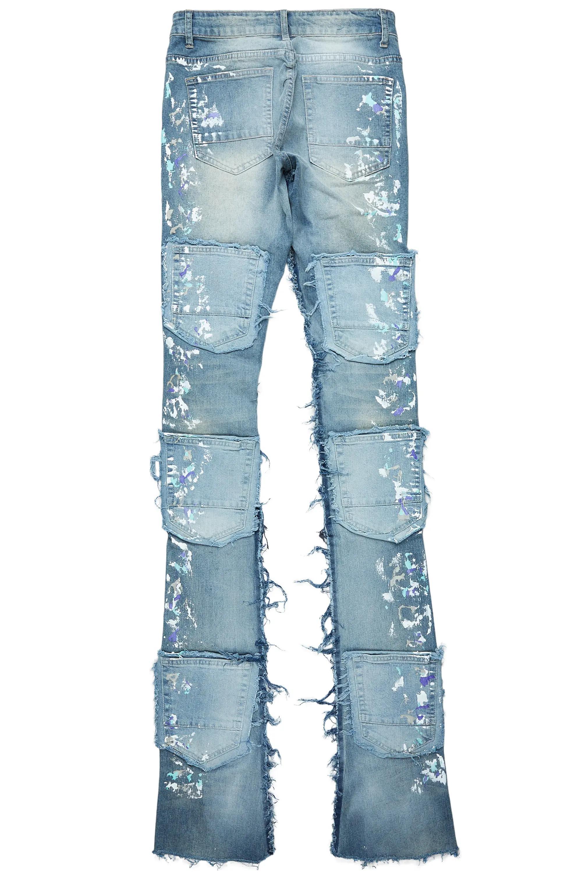 Taran Vintage Blue Super Stacked Flare Jean Male Product Image