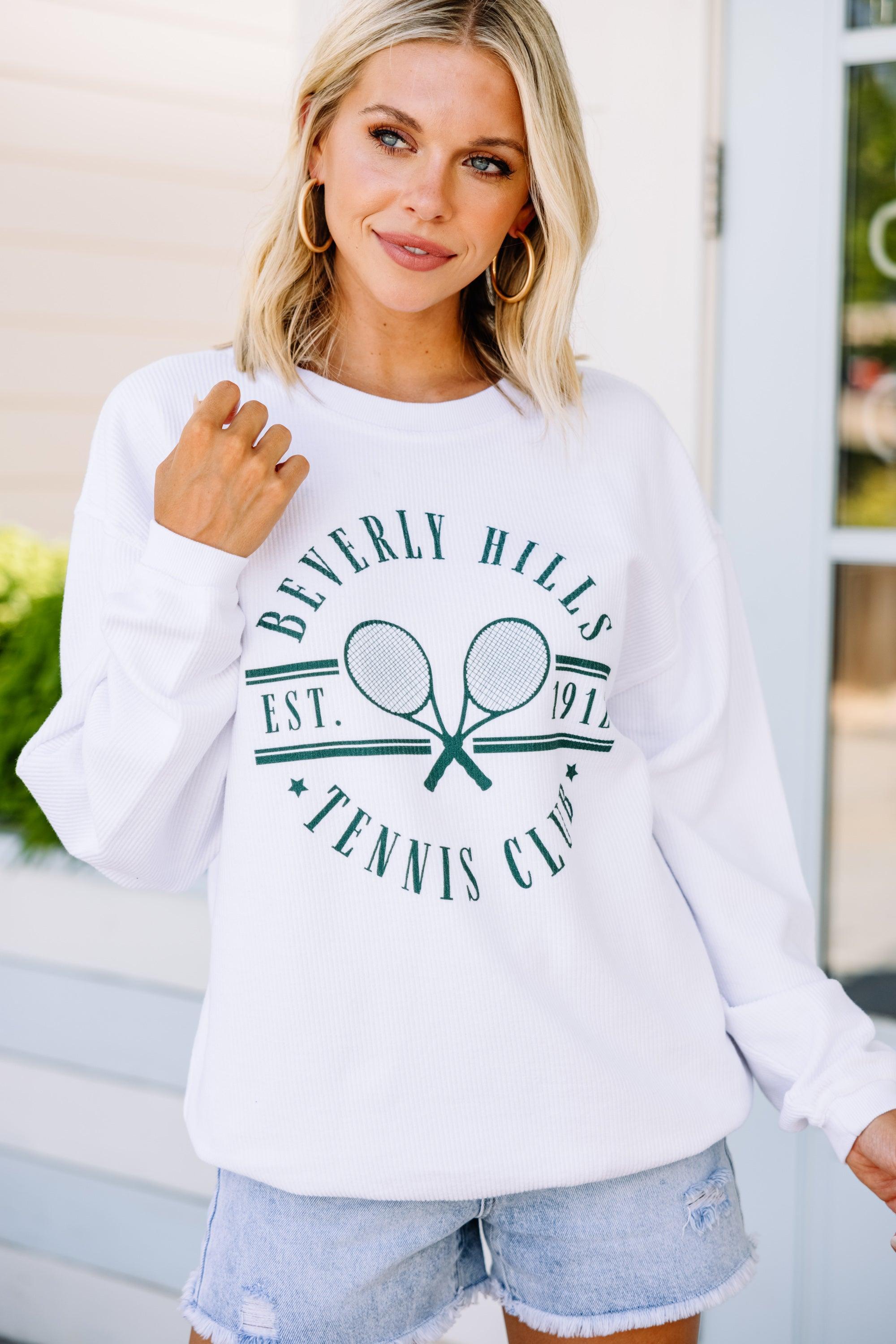 Beverly Hills Tennis Club White Graphic Corded Sweatshirt Female Product Image